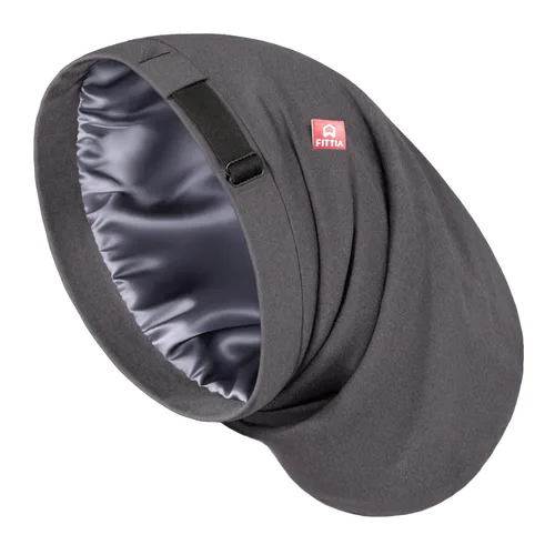Vista 9 de Fittia Gorro de satén para dormir, sedoso sin encrespamiento para el cuidado de los rizos, correa ajustable para antideslizante, gorra de rastas