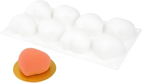 Vista 24 de Restaurantware -Molde de bola de 8 cavidades de pastelería, 1 molde de chocolate listo para horno - Molde de silicona blanca flexible, congelable