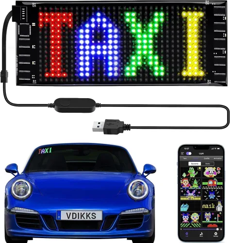 VDIKKS Letrero LED programable FPCB Panel de matriz flexible de pantalla pequeña, animación, mensaje de texto, pantalla LED de desplazamiento para