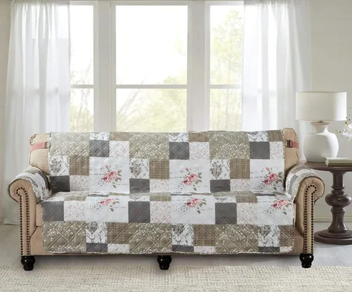 Vista 4 de Brilliant Sunshine Rose and Toile - Funda de sofá con diseño de retazos, funda acolchada para sofá grande, 70 pulgadas de ancho de asiento