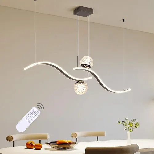 Vista 12 de ORANOOR - Lámparas de araña modernas doradas y negras para comedor, lámpara de araña LED regulable con forma de globo para isla de cocina, lámpara