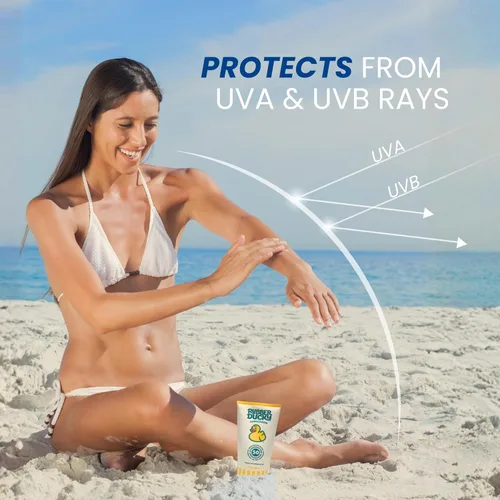 Vista 6 de Rubber Ducky Protector solar de vitamina E con SPF 50, protector solar resistente al agua para rostro y cuerpo Loción de amplio espectro