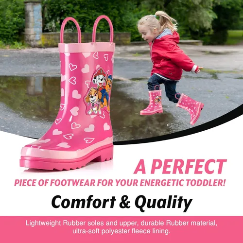 Vista 4 de Nickelodeon JoJo Siwa - Botas de lluvia de goma impermeables con asas fáciles de poner para niñas y niños pequeños