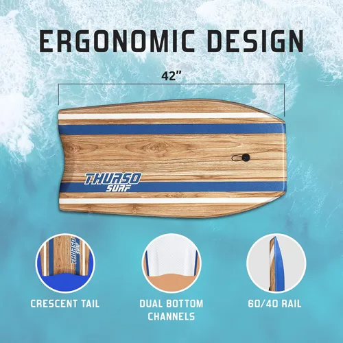 Vista 3 de THURSO SURF Quill 42'' Tabla de bodyboard ligera y duradera con núcleo EPS, cubierta IXPE, base pulida de HDPE, puntal FRP, cola crescent, doble