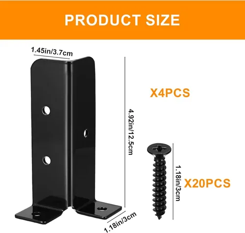 Vista 2 de Anclaje para poste de cubierta, 4 soportes de base de poste ajustables, pérgola de valla de madera resistente, soportes de base de anclaje