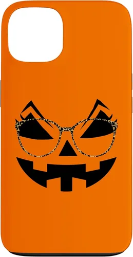 Vista 7 de iPhone 16 Funny Pumpkin Face Halloween Parties Leopard Print Glasses Case