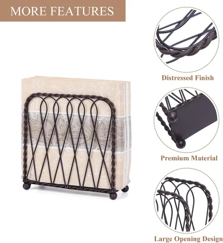 Vista 5 de NIKKY HOME Vendimia Entrelazado Metal Servilletero Decorativo Vertical Pañuelo Dispensador - Negro