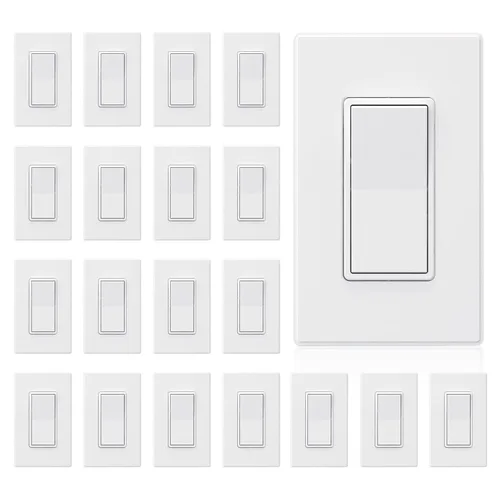 Vista 27 de ELEGRP Interruptor de luz decorativo de un solo polo con placa sin tornillos, 15 A 120-277 V, reemplazo del interruptor basculante de paleta