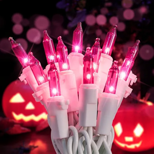 Vista 11 de Hopolon 2PACK Juego de 50 luces de Navidad transparentes con cable blanco, juego de 50 luces de cuerda incandescentes mini para vacaciones, árbol