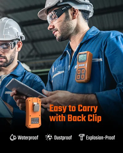 Vista 5 de TopTes Guard-156 4 Gas Monitor Multi Gas Detector for H2S, CO, LEL, and O2, Triple Alarm Modes (Visual, Vibration, Sound), 0.5s Fast Response, Dust