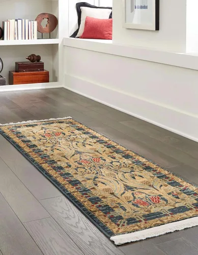 Vista 4 de Unique Loom Edinburgh Collection - Alfombra de área (2 pies 7 pulgadas x 12 pies, color azul marinobronceado)
