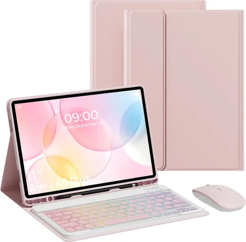 Vista 15 de Funda de teclado para Samsung Galaxy Tab A11+ Plus 2025/A9+ Plus de 11 pulgadas 2023, Samsung A9 Plus funda para tablet con ranura para bolígrafo, 7