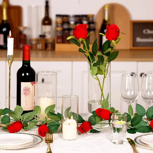 Vista 4 de Fixwal 4 piezas de jarrones cilíndricos de vidrio transparente, jarrones cilíndricos de 4, 6, 8, 10 pulgadas de alto para centros de mesa, jarrones