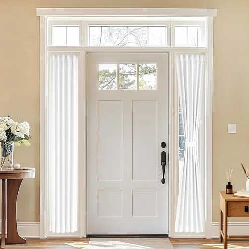 Vista 169 de Vatge - Cortinas laterales para ventana de puerta, cortinas para luz lateral de puerta frontal, 1 panel, 12 (ancho) x 72 (largo) pulgadas, aguamarina