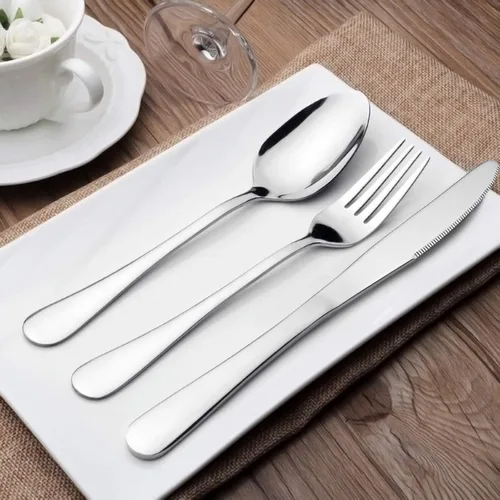 Vista 5 de E-far - Juego de cubiertos de acero inoxidable de 10 piezas, incluye cuchillo, tenedor/cuchara, diseño simple y clásico, fácil de limpiar y apto