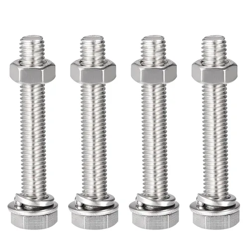 uxcell Tornillos de cabeza hexagonal M8 x 1.969 in, tuercas, kits de arandelas planas y de bloqueo, tornillos hexagonales de acero inoxidable 304, 4