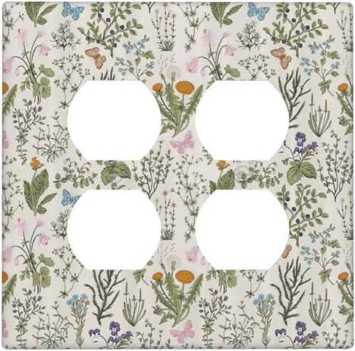 Vista 53 de William Morris Floral Boho Azul Medianoche Azul Bohemio Flor 1 Banda Dúplex Cubierta de Salida Decorativa Receptáculo Único Interruptor Eléctrico