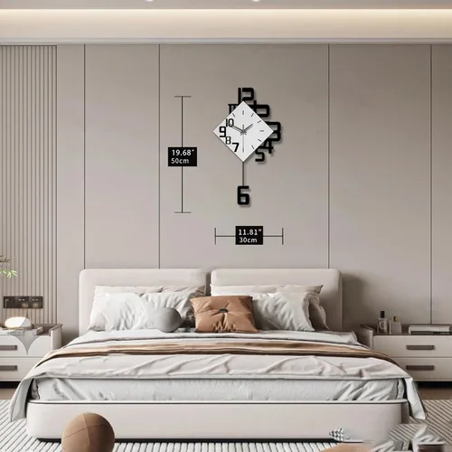 Vista 5 de Reloj de pared decorativo para decoración de sala de estar, relojes de pared grandes y modernos con péndulo, funciona con pilas, para dormitorio
