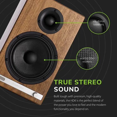 Vista 6 de Audioengine HD6 Premium Altavoces de Estantería de 24 Bits - Altavoces Bluetooth Inalámbricos de 150W - Potente Sistema de Música para el Hogar