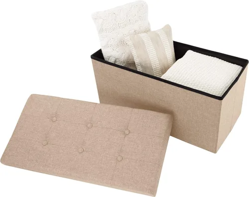 Vista 66 de Lavish Home - Banco otomano con almacenamiento, plegable, tapa acolchada de espuma con punzoneado de 30 pulgadas, gris oscuro