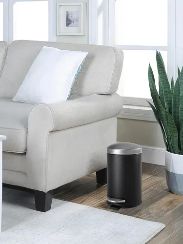 Vista 3 de SunnyPoint Cubo de basura redondo de 4.5 litros (1.2 galones) con cubo interior de plástico; baño, oficina, cocina y dormitorio con paso y cierre