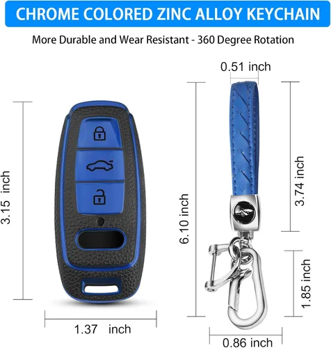 Vista 5 de QBUC Funda para llavero Audi con llavero, funda protectora de TPU suave compatible con llave inteligente Audi A3 A6 A7 A8 Q7 Q8 E-Tron S3 S6 S7 SQ7