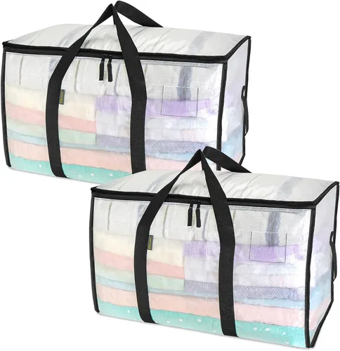 Vista 51 de BALEINE Paquete de 2 bolsas de mudanza de gran tamaño con asas reforzadas, bolsa de almacenamiento resistente para ropa, suministros de mudanza