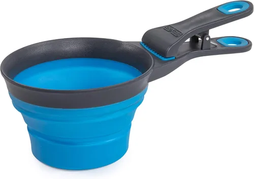 Vista 25 de Dexas Bol de comida para mascotas plegable KlipScoop, cuchara plegable para comida seca para perros y clip para bolsa de comida para perros, Fucsia