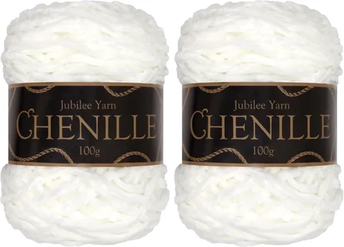 Vista 21 de JubileeYarn - Hilo de chenilla, 3.53 oz/pastel, peso peinado, circonita, terciopelo blanco, 1 pastel