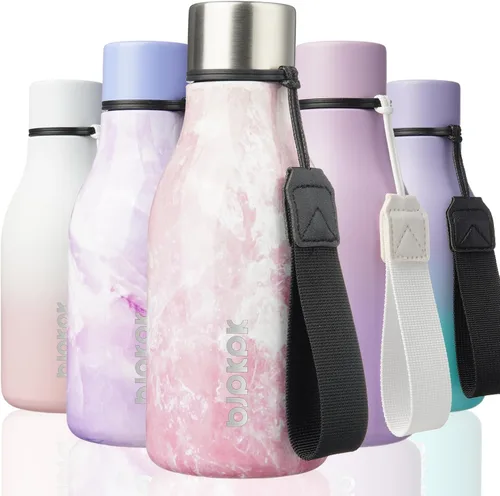 Vista 34 de BJPKPK - Botellas de agua aisladas, botella de agua de metal de acero inoxidable de 25 oz con correa, jarras, tazas, frascos libres de BPA a prueba