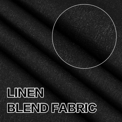 Vista 5 de DONREN Cortinas opacas completas para dormitorio, aislamiento térmico y reducción de ruido, cortinas de lino con ojales para sala de estar y Negro