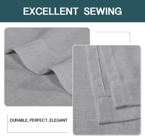 Vista 5 de FantasDecor - Cortina de lino para ventana, cortinas de lino y cortinas con cierre de pestañas con bolsillo para cortinero, 2 paneles por juego