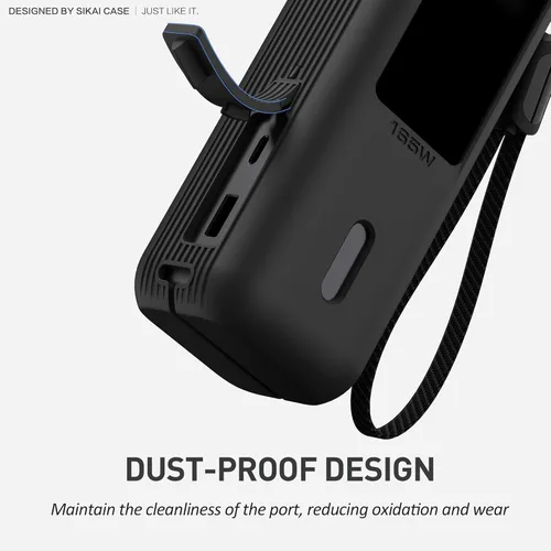 Vista 4 de Estuche de silicona para batería externa Anker Laptop (25,000mAh 165W) con orificio para tuerca de 1/4", almacenamiento para tarjeta SD/SIM