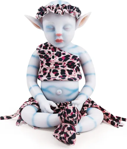 Vista 8 de Vollence Muñecas de bebé de cuerpo completo de silicona Avatar durmiendo de 17 pulgadas, no son muñecas de vinilo, bebé Na'vi Reborn todo
