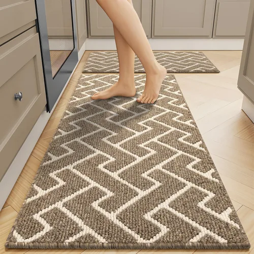Vista 8 de Juegos de alfombras de cocina de 2 piezas - Alfombras de cocina antideslizantes coloridas para piso - Gruesas, alfombra decorativa de piso de cocina