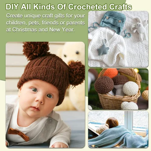 Vista 23 de Coopay Ganchos de ganchillo cálidos para abuela, agujas de ganchillo de agarre suave de aluminio para ganchillo, gancho de tejer para manualidades