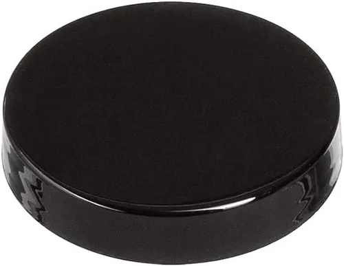 Vista 4 de Tapa negra lisa de plástico con forro de espuma para tarro (paquete de 24) (tamaño del cuello 43-400)
