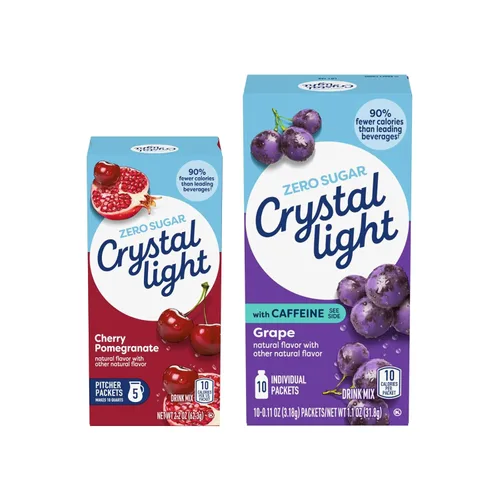 Crystal Light Drink Mix - Paquetes de jarra de cereza y granada (2.2 onzas) y mezcla de bebida en polvo de uva (10 unidades) (1 una) (paquete