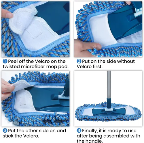 Vista 6 de TrueYee Trapeador de Polvo para Pisos de Madera Dura con Mango Largo de 57" Trapeadores Húmedos y Secos para Atrapar Pelo de Mascotas y Pelusas