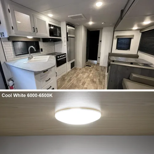 Vista 2 de RVZONE Paquete de 2 Luces LED de Techo Tipo Puck para RV Barco Luz Interior DC 12V Luz de Cúpula de Techo de Montaje en Superficie, Panel de 4.5W