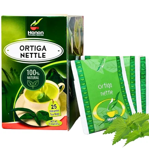 Hanan Té de ortiga 25 bolsas de té de hojas de ortiga y raíz Té de hierbas totalmente natural de hojas de ortiga silvestres de Perú Suplemento