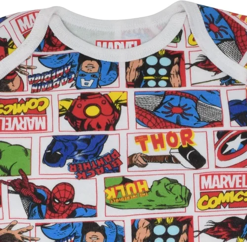 Vista 7 de Marvel Vengadores Spider-Man Iron Man Hulk Capitán América Baby Paquete de 5 mamelucos recién nacidos a bebés