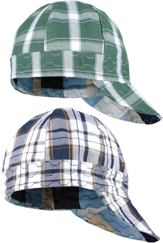 Vista 12 de BOCOMAL Gorro de Soldadura Resistente al Fuego CAT2 de Peso Medio con Estampado, Gorras de Soldador de 6 Paneles - Juego de 2