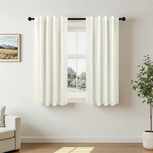 Vista 71 de Pitalk Cortinas cortas 100% opacas de lino para cafetería, 40 pulgadas de largo, 2 paneles, cortinas de puerta francesa para ventana, cortina