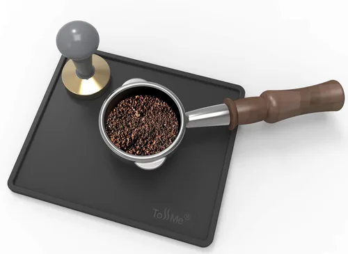 Vista 2 de Alfombrilla para café expreso I de 6 x 7 pulgadas, apta para alimentos, de silicona, para baristas, tapete de tamp de café, impermeable, resistente