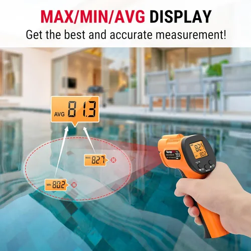 Vista 5 de Pistola de temperatura ThermoPro, termómetro de infrarrojos con puntero láser, termómetro digital para carne con sonda súper larga, termómetro