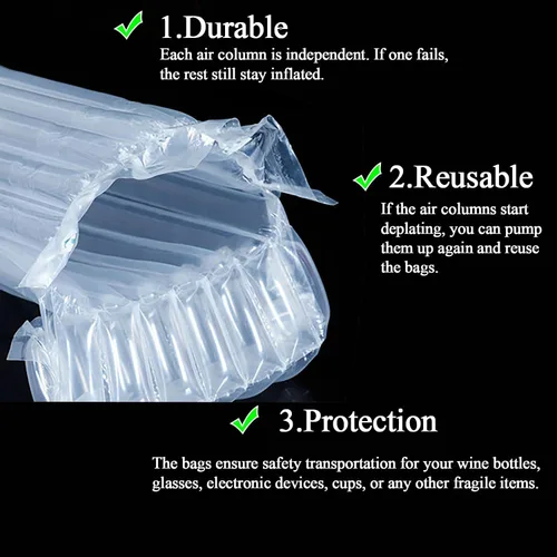 Vista 5 de Bolsas protectoras para botellas de vino, paquete de 20 bolsas de embalaje de seguridad para botellas de vidrio en transporte con equipaje con bomba