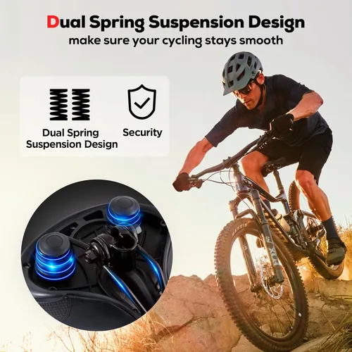 Vista 5 de IPOW Asiento de bicicleta cómodo para mujeres u hombres, repuesto de silla de bicicleta acolchado suave de espuma viscoelástica de alta densidad