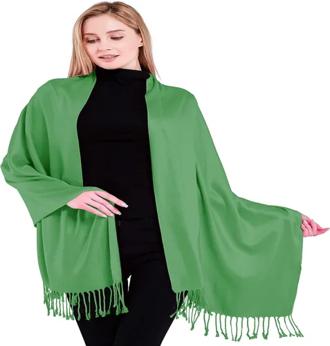 Vista 47 de CJ Apparel Solid Color Tassels Design Nepalese Shawl Seconds Scarf Wrap Stole Throw Head Wrap Pashmina Hand Made in Nepal Amarillo ámbar