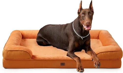 Vista 109 de EHEYCIGA - Cama ortopédica para perro grande, impermeable, de espuma viscoelástica y espuma tipo caja de huevos, bordes elevados, antideslizante